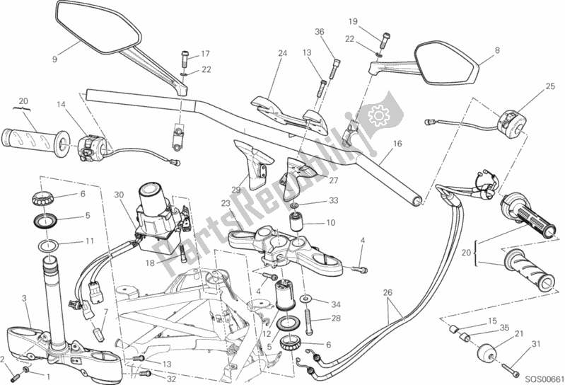 Todas las partes para Manillar de Ducati Diavel White Stripe Thailand 1200 2014